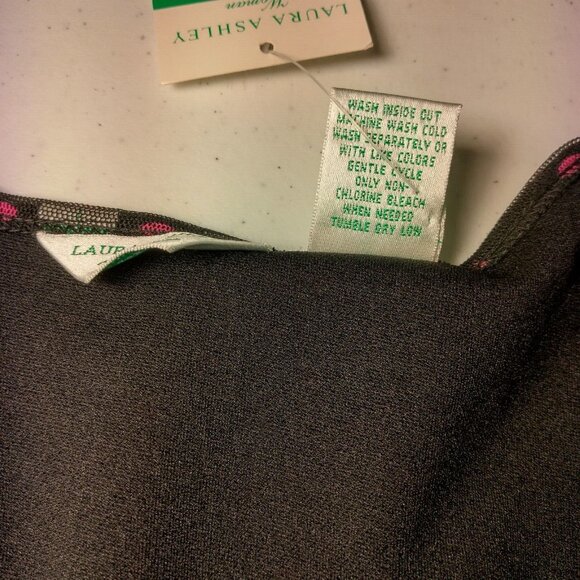 Laura Ashley Trip Ready Shirt Plus Size 1X Black Lace Pink Polka Dot Stretch New - Picture 10 of 16